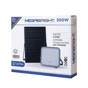 PROY.LED SOLAR 300W 6500K C/PANEL MEGA